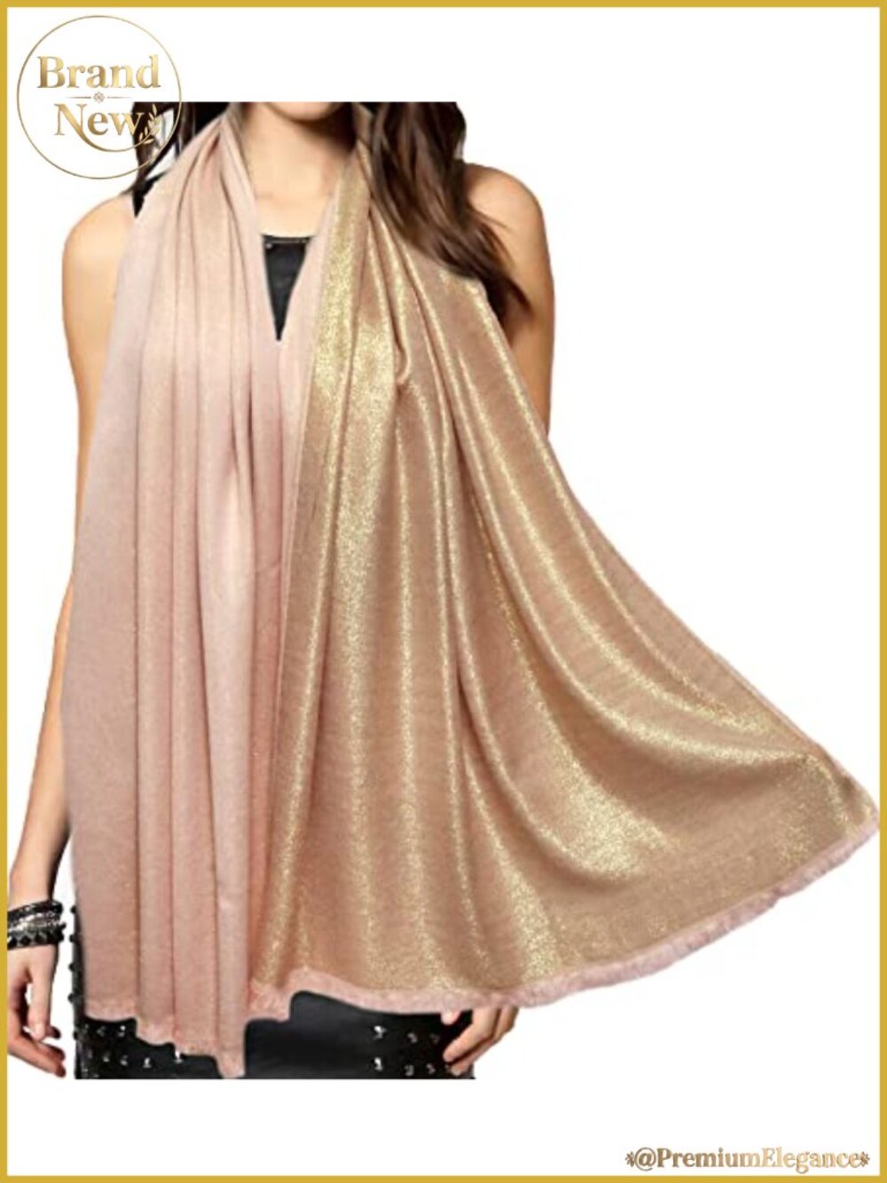 Metallic Pashmina Shawl Wrap Two Tone Evening Scarf